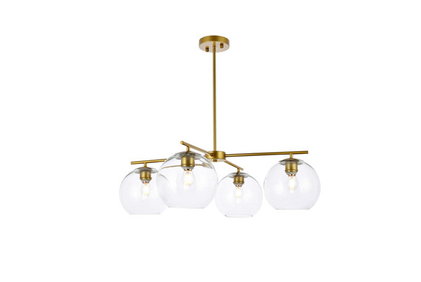 Elegant Lighting - LD2331BR - Four Light Pendant - Opus - Brass and Clear