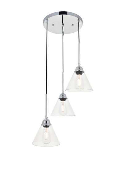 Elegant Lighting - LD4017D18C - Three Light Pendant - Histoire - Chrome And Clear