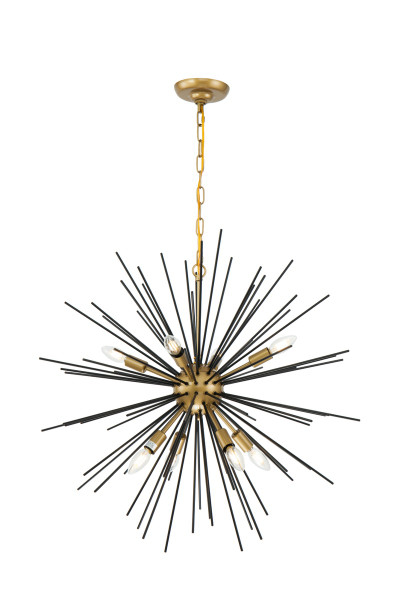 Elegant Lighting - LD5038D30BK - Eight Light Pendant - Timber - Brass and Black