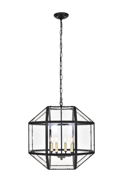 Elegant Lighting - LD6001D19BK - Four Light Pendant - Caro - Black