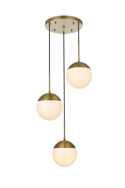 Elegant Lighting - LD6068SG - Three Light Pendant - Eclipse - Satin Gold and Frosted white