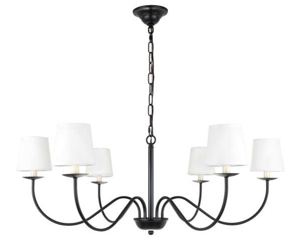 Elegant Lighting - LD6103D37BK - Six Light Chandelier - Eclipse - Black and White shade