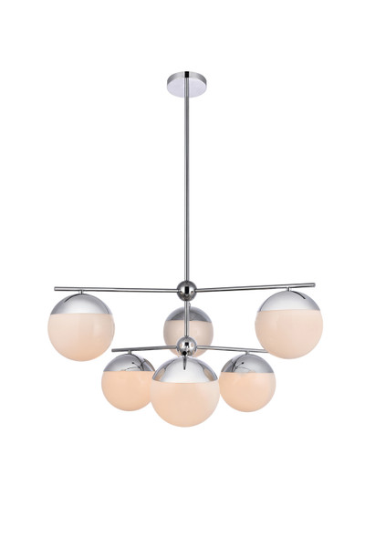 Elegant Lighting - LD6142C - Six Light Pendant - Eclipse - Chrome And Frosted White