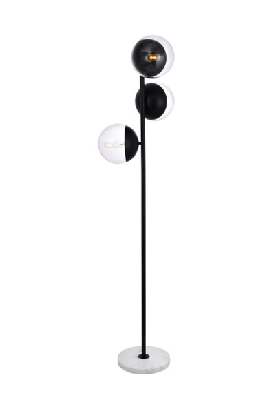 Elegant Lighting - LD6159BK - Three Light Floor Lamp - Eclipse - Black and Clear