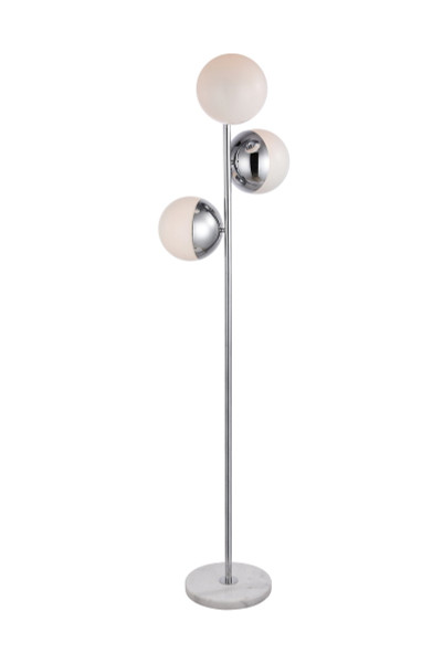 Elegant Lighting - LD6160C - Three Light Floor Lamp - Eclipse - Chrome and frosted white