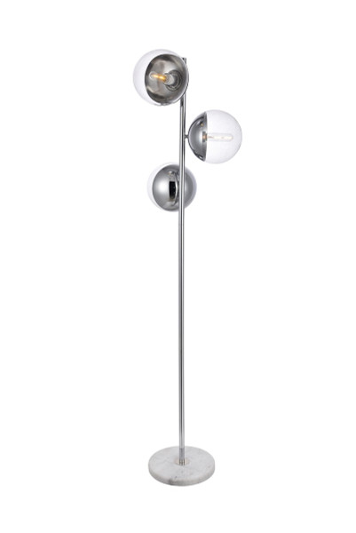 Elegant Lighting - LD6161C - Three Light Floor Lamp - Eclipse - Chrome and Clear
