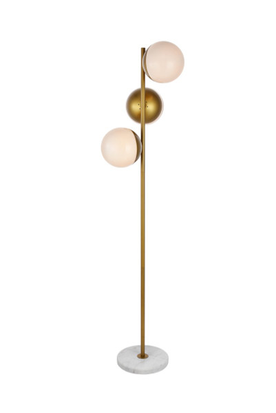 Elegant Lighting - LD6162BR - Three Light Floor Lamp - Eclipse - Brass and frosted white