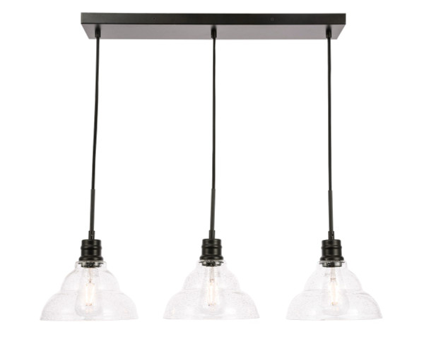 Elegant Lighting - LD6222BK - Three Light Pendant - Clive - Black