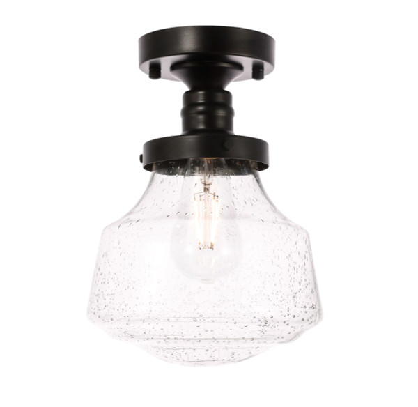 Elegant Lighting - LD6246BK - One Light Flush Mount - Lyle - Black and Clear seeded glass