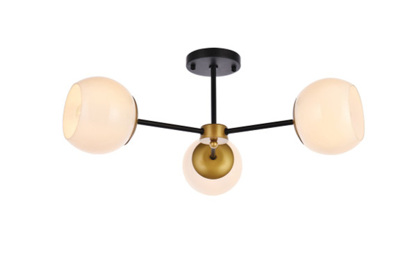 Elegant Lighting - LD649F26BRK - Three Light Flush Mount - Briggs - black