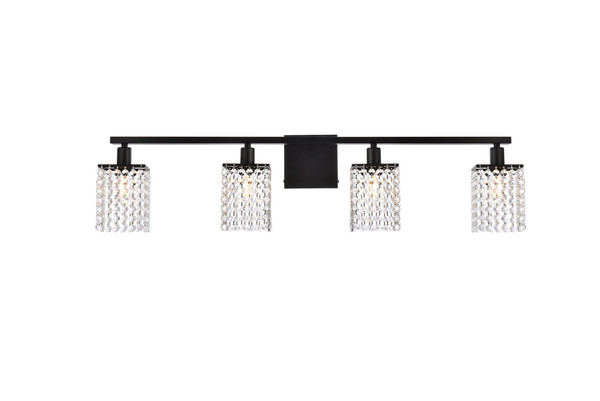 Elegant Lighting - LD7012BK - Four Light Bath - Phineas - Black and Clear