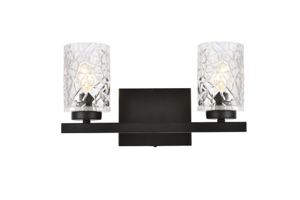 Elegant Lighting - LD7026W14BK - Two Light Bath - Cassie - Black and Clear Shade