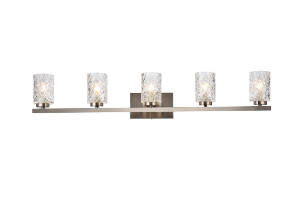 Elegant Lighting - LD7029W41SN - Five Light Bath - Cassie - satin nickel and Clear Shade