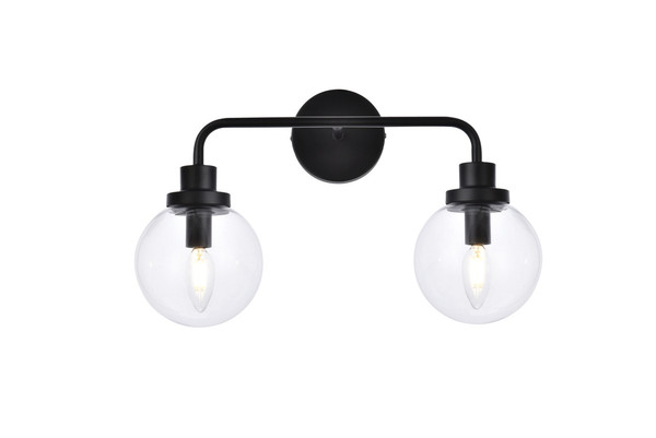 Elegant Lighting - LD7033W19BK - Two Light Bath - Hanson - Black and Clear Shade