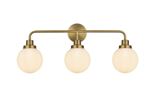 Elegant Lighting - LD7034W28SG - Three Light Wall Sconce - Hanson - Satin Gold and Opal White