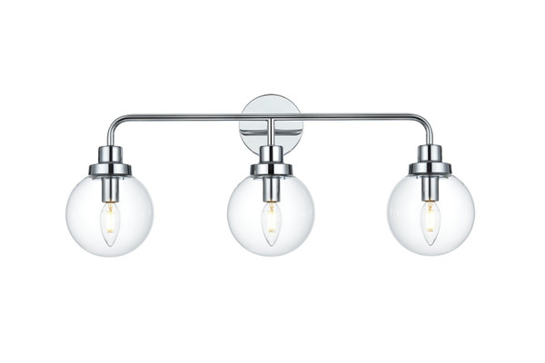 Elegant Lighting - LD7035W28C - Three Light Wall Sconce - Hanson - Chrome and Clear