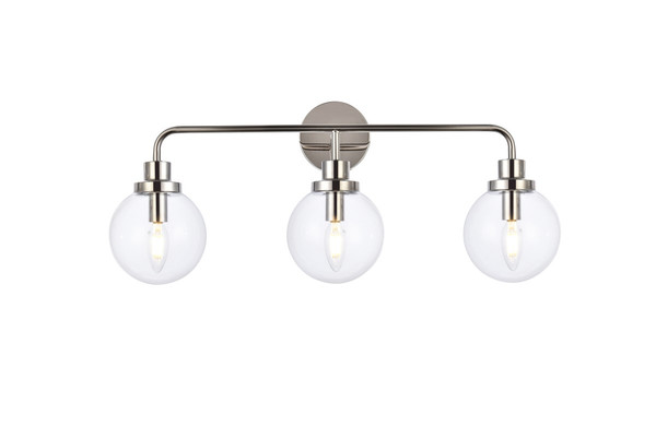 Elegant Lighting - LD7035W28PN - Three Light Bath - Hanson - polished nickel and Clear Shade