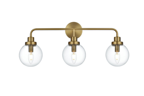 Elegant Lighting - LD7035W28SG - Three Light Wall Sconce - Hanson - Satin Gold and Clear