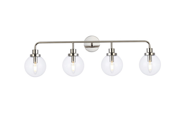 Elegant Lighting - LD7037W38PN - Four Light Bath - Hanson - polished nickel and Clear Shade