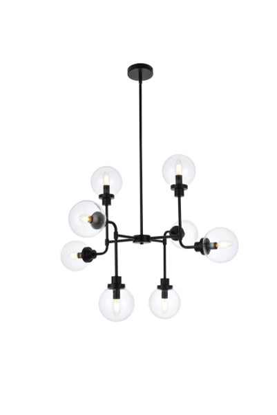 Elegant Lighting - LD7039D36BK - Eight Light Pendant - Hanson - Black