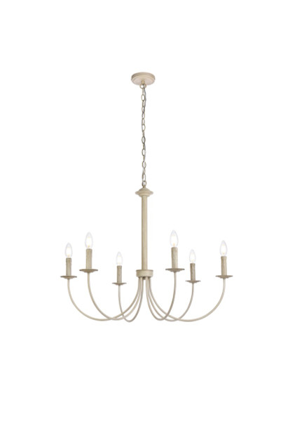 Elegant Lighting - LD7041D32WD - Six Light Pendant - Brielle - Weathered Dove