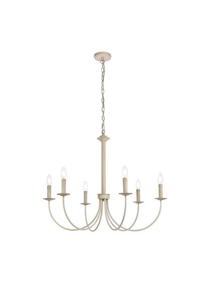 Elegant Lighting - LD7041D32WD - Six Light Pendant - Brielle - Weathered Dove