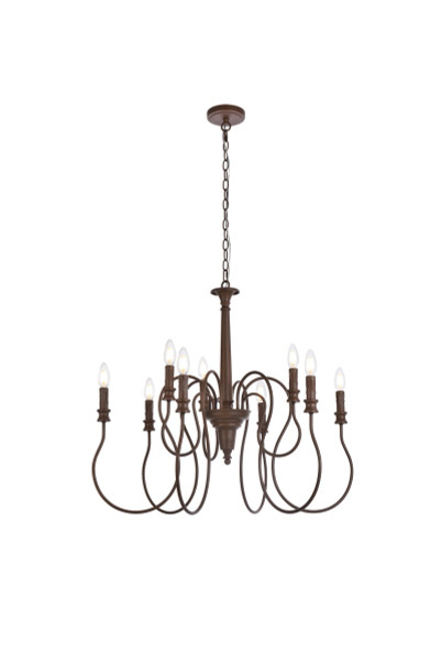 Elegant Lighting - LD7045D30WOK - Nine Light Pendant - Flynx - Weathered Oak