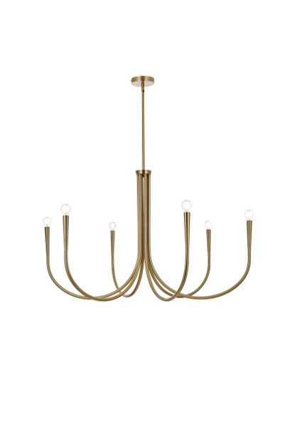 Elegant Lighting - LD722D42SG - Six Light Chandelier - Layne - Gold