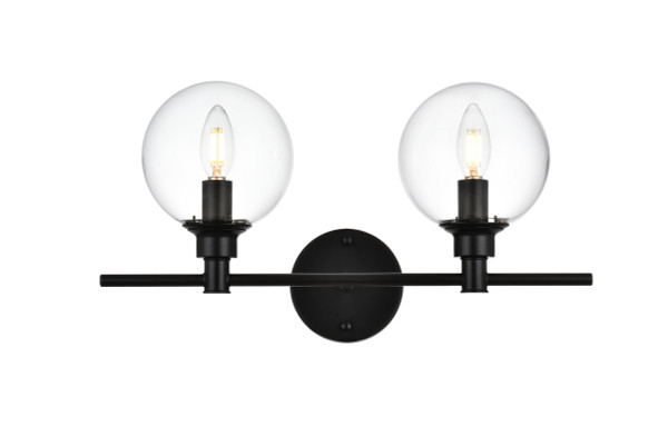 Elegant Lighting - LD7318W19BLK - Two Light Bath Sconce - Jaelynn - Black