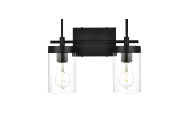 Elegant Lighting - LD7319W14BLK - Two Light Bath Sconce - Benny - Black and Clear