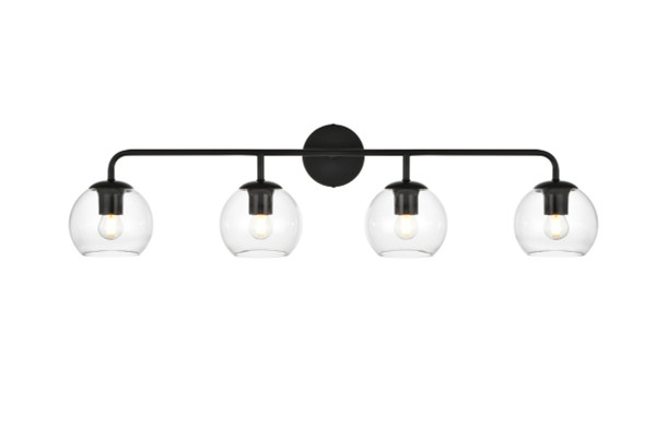 Elegant Lighting - LD7321W37BLK - Four Light Bath Sconce - Genesis - Black and Clear