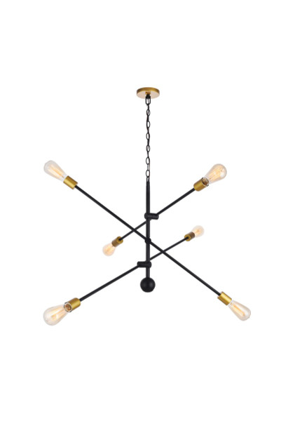 Elegant Lighting - LD8009D42BK - Six Light Pendant - Axel - Black and Brass