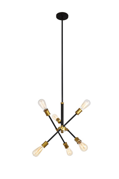 Elegant Lighting - LD8015D18BK - Six Light Pendant - Axel - Black and Brass