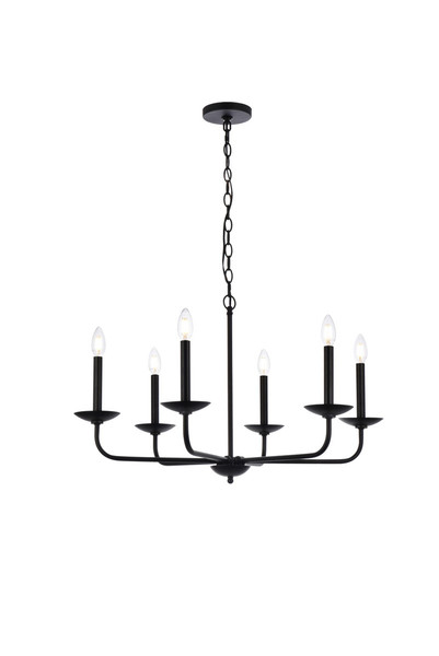 Elegant Lighting - LD812D30BK - Six Light Pendant - Cohen - black