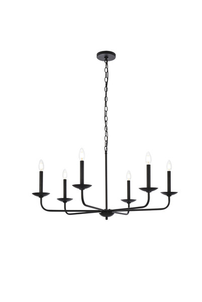 Elegant Lighting - LD812D36BK - Six Light Pendant - Cohen - black