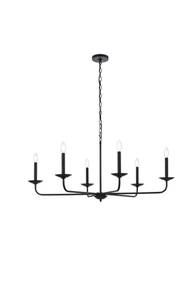 Elegant Lighting - LD812D42BK - Six Light Pendant - Cohen - black