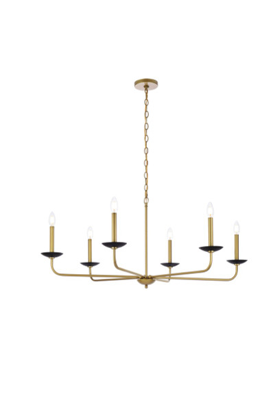 Elegant Lighting - LD812D42BRK - Six Light Pendant - Cohen - black and brass