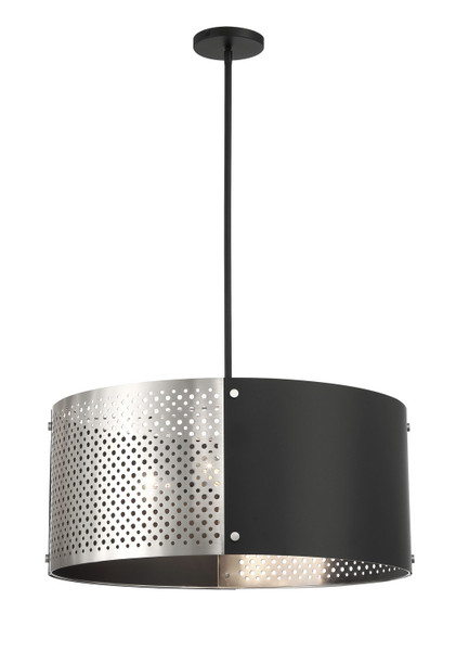 George Kovacs - P5533-420 - Four Light Pendant - Noho by Robin Baron - Brushed Nickel With Sand Coal Highlights