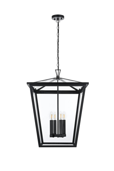 Elegant Lighting - OD334H27BK - Four Light Outdoor Pendant - Oxford - Black