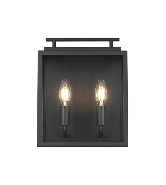 Elegant Lighting - OD418W12BK - Two Light Outdoor Wall Sconce - Valentin - Black