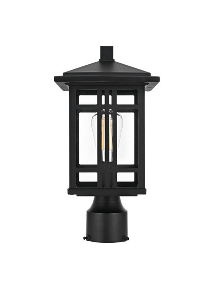 Elegant Lighting - OD613P14BK - One Light Outdoor Post Mount - Harley - Black and Clear