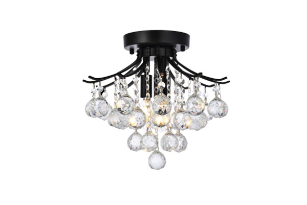 Elegant Lighting - V8000F12BK/RC - Three Light Flush Mount - Toureg - Black and Clear
