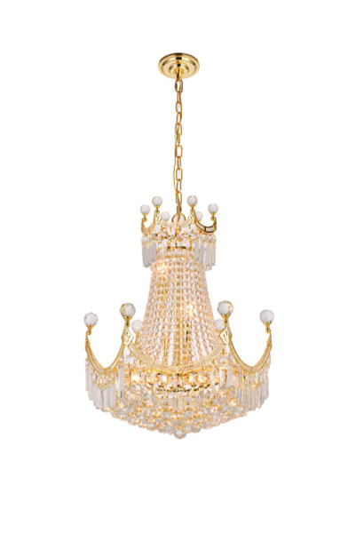 Elegant Lighting - V8949D20G/RC - Nine Light Chandelier - Corona - Gold