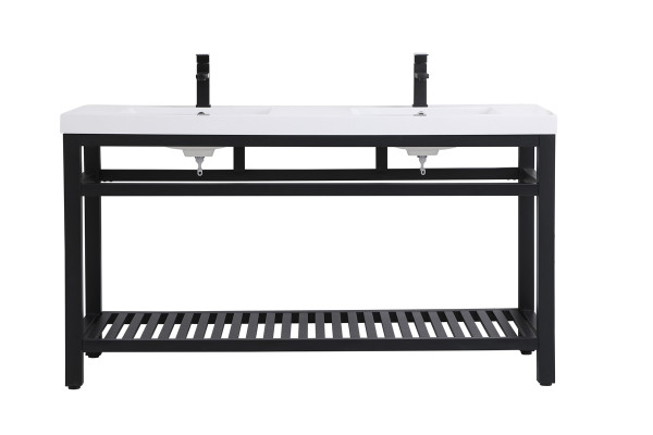 Elegant Lighting - VF14060DBK - Double Bathroom Vanity - Raya - black