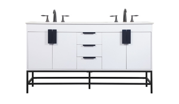 Elegant Lighting - VF48860DMWH - Double Bathroom Vanity - Eugene - white