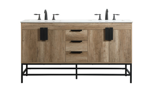 Elegant Lighting - VF48860DNT - Double Bathroom Vanity - Eugene - natural oak