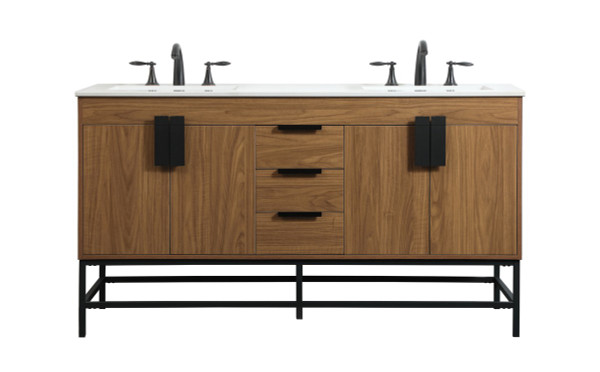 Elegant Lighting - VF48860DWB - Double Bathroom Vanity - Eugene - walnut brown