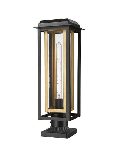 Innovations - 9951-1PLT-BK-20-CG-BR-CL - One Light Outdoor Post Lantern - Mansfield - Matte Black