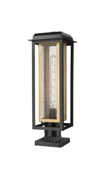 Innovations - 9951-1PLT-BK-20-CG-BR-SDY - One Light Outdoor Post Lantern - Mansfield - Matte Black