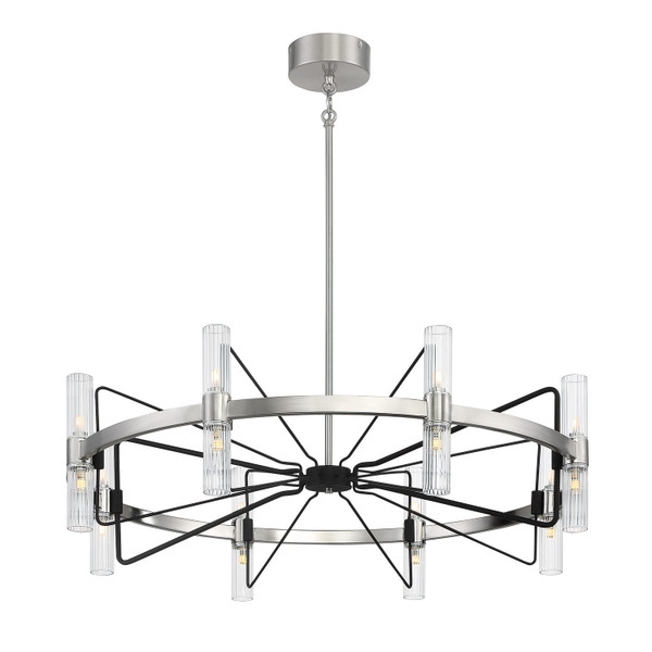 George Kovacs - P7876-420-L - 16 Light Chandelier - Mass Transit - Brushed Nickel With Sand Coal Highlights